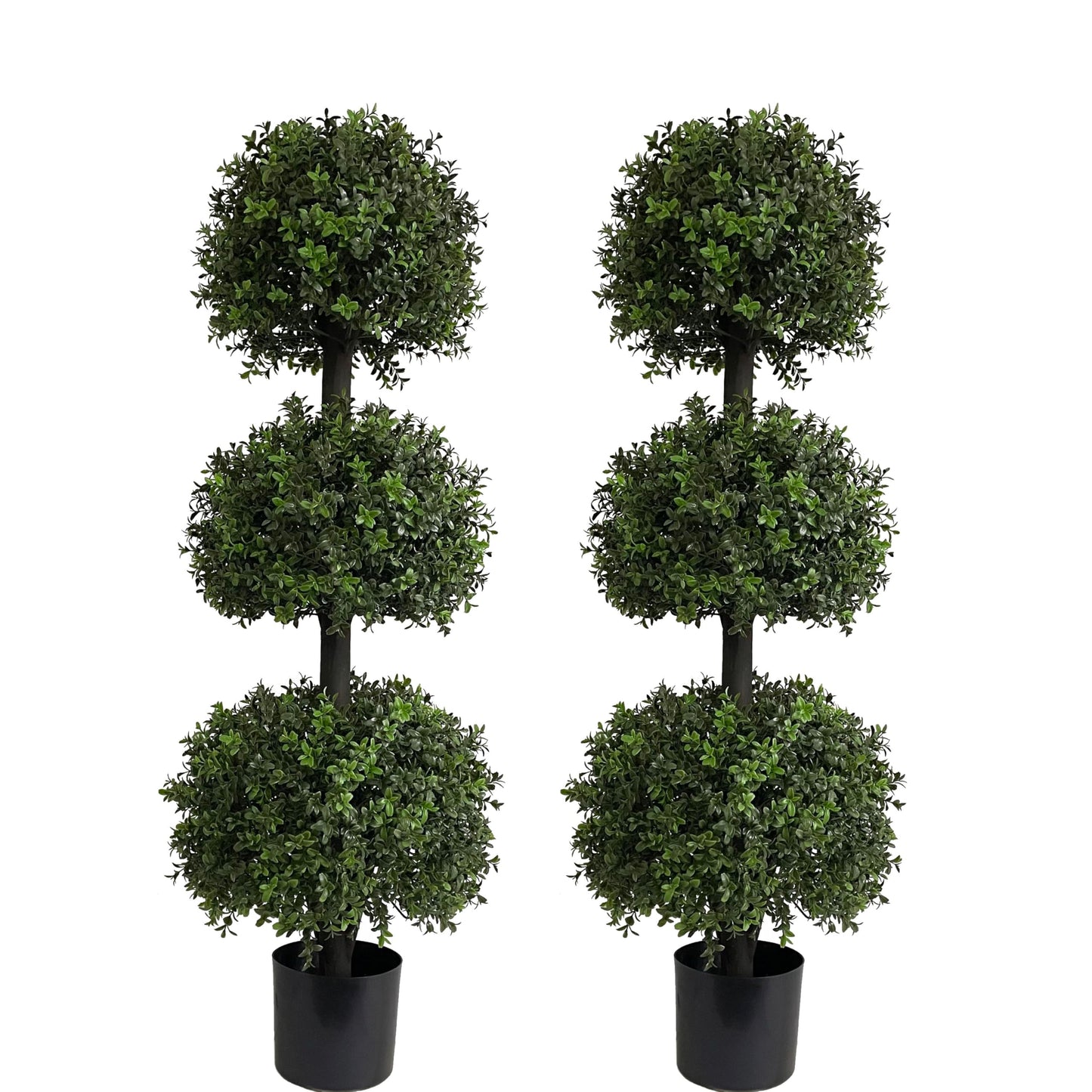 ALL SEASON GREEN 4ft Triple Ball Boxwood Topiariy Trees,UV Resistant,Faux Topiaries for Outdoor Porch Planter Decor 2Pack