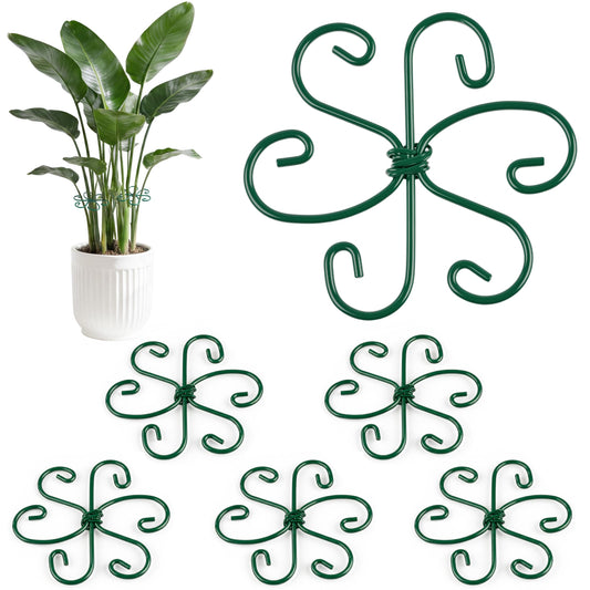 RELBRO Monstera Plant Supports, 4.3 Inch Metal Stem Support Holders Plant Stabilizer for Indoor Outdoor Potted Plants Growing Upright, Green, 6 Pcs