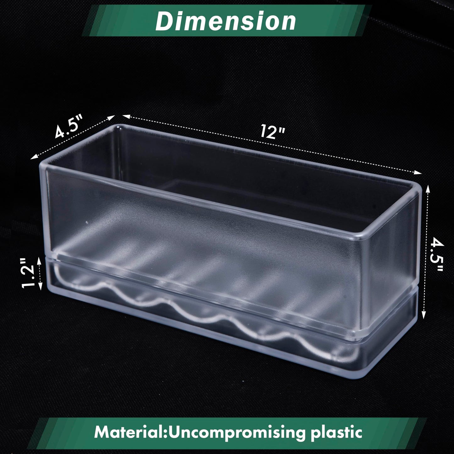 D'vine Dev 12 Inch Window Box Planter, Rectangle Acrylic Herb Planter with Drainage Holes and Saucer, Indoor Succulent Cactus Vegetable Pot for Windowsill, Garden Balcony, Clear, Set of 2, 76-X-D-2