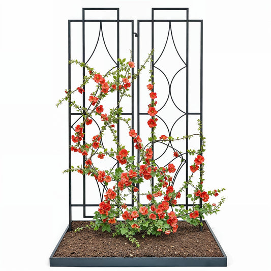 IDZO 2-Piece Diamonds Design Decoration Trellis, Metal Decorative Trellis for Climbing Plants Outdoor, Garden Trellis for Climbing Plants, Climbing Rose Trellis, 48-Inch Tall Each, Black