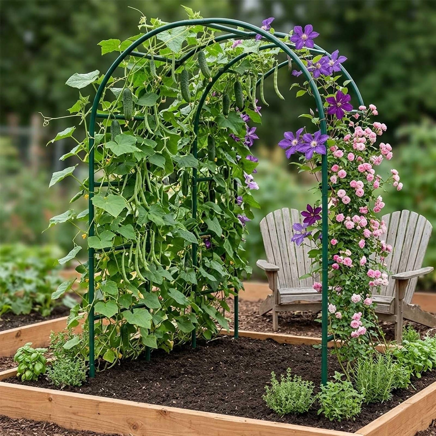 Metal Garden Arch Trellis for Climbing Plants, 4.6ft 7.8ft 10ft Outdoor Archway Arbor Stand for Roses, Cucumber Vines Frame for Raised Bed, Patio Backyard Wedding Decoration(Black,W7.87ft*H7.22ft)