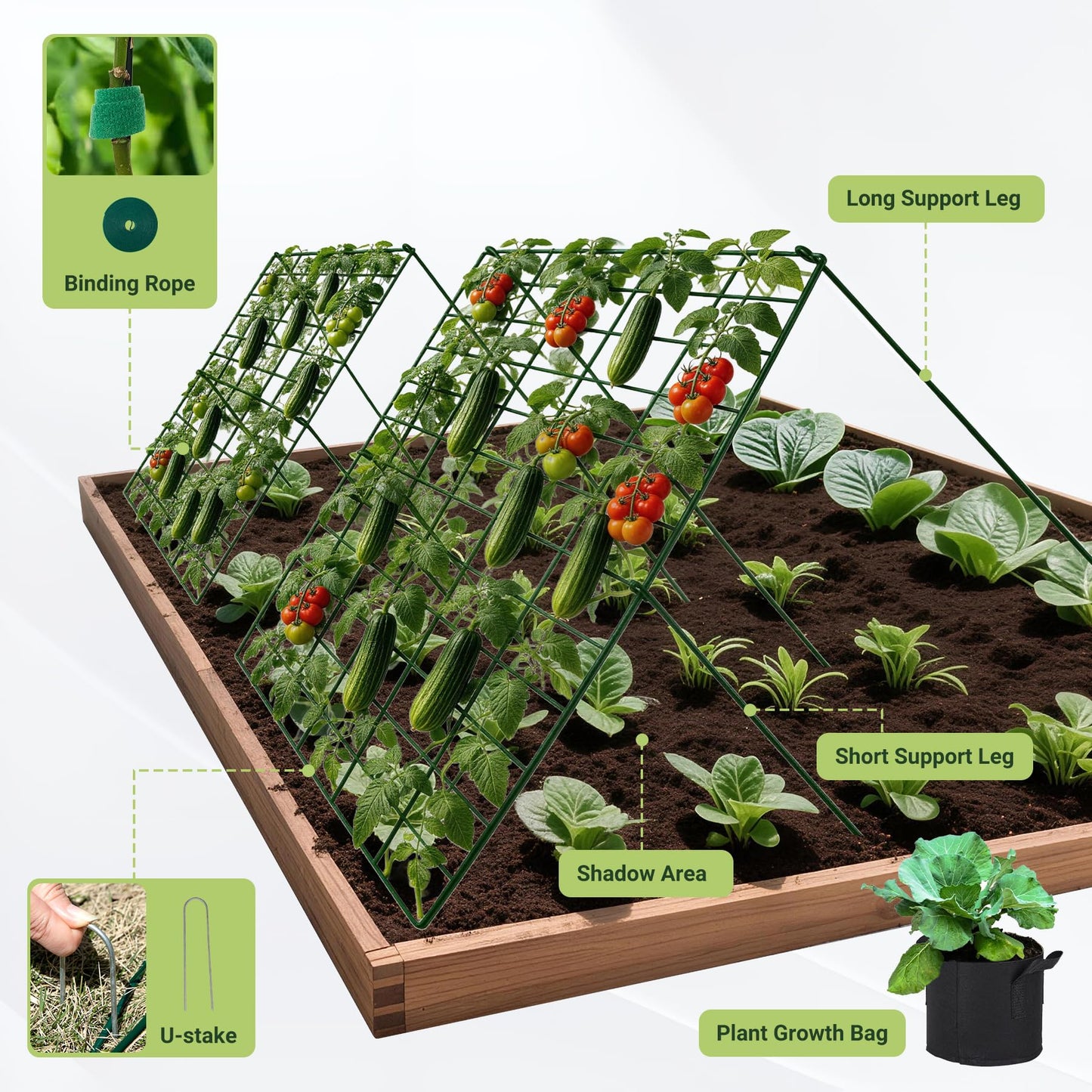 Toriexon Cucumber Trellis for Garden - 4 Pack, 48" L x 24" W Garden Trellis for Climbing Plants Outdoor with Support Structures, A Frame Trellis for Climbing Vegetables Peas, Vine, Bean