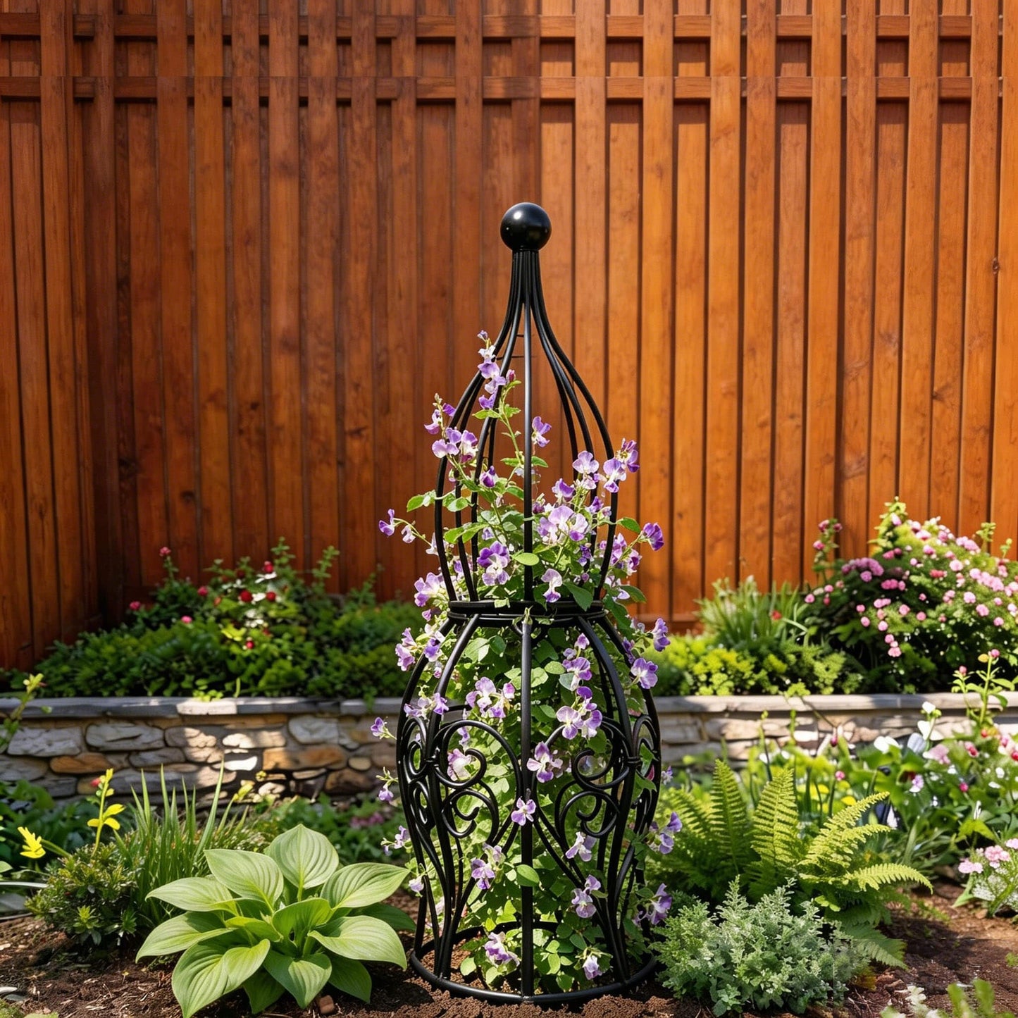 2-Pack Garden Obelisk Trellis, 26.4" Tall Metal Plant Support for Climbing Roses, Clematis & Climbing Vines, Tool-Free Snap Assembly, Decorative Accent for Patio Planters & Balcony Gardens