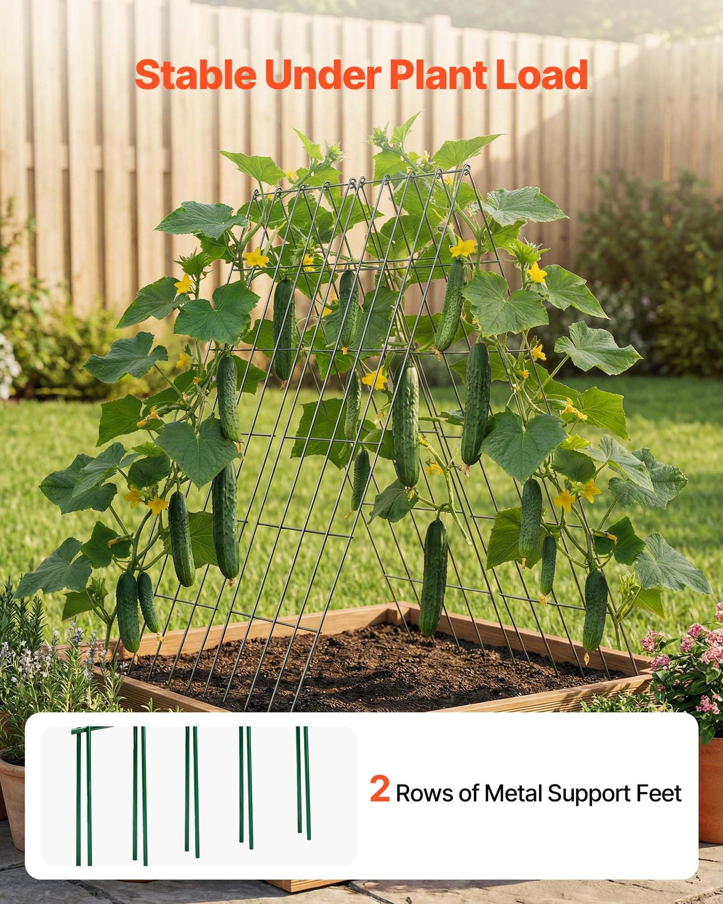 VEVOR Cucumber Trellis, No Assembly Required, 39" High 2 Pack Foldable A-Frame Garden Trellises for Raised Bed, Metal Rustproof Outdoor Climbing Plant Support for Vine, Peas, Beans, Tomato, Flowers