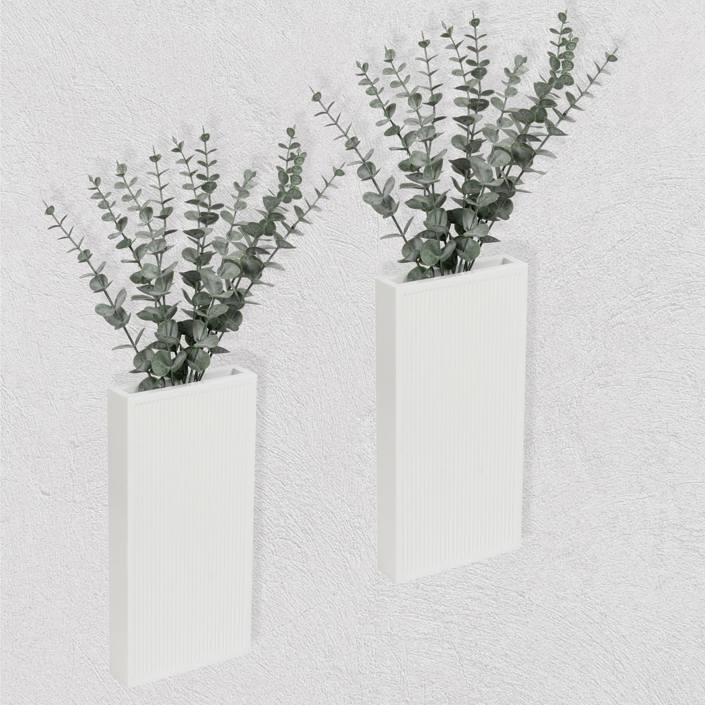 dugunusu Wood Wall Planter Set of 2, Modern Wall Hanging Decor Pocket Planter for Greenery and Dried Flowers, Indoor Wood Hanging Vase (White)