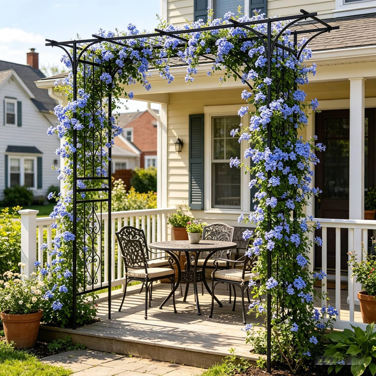 NAICKUC Garden Arch Trellis for Climbing Plants Outdoor, Wedding Arch Backdrop Stand, 7.1ft Metal Arched Framework for Weddings, Birthday Parties, Garden Arbor, Photography Studio Backdrops