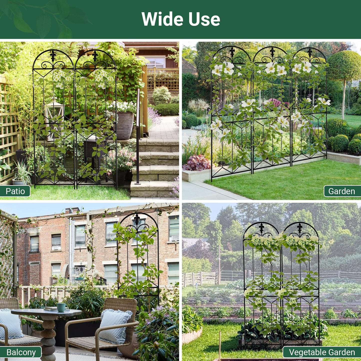 Toriexon Metal Trellis Outdoor 70.8" x 19.5" - 2 Pack, Trellis for Climbing Plants Outdoor, Rustproof Metal Garden Trellis for Vine Cucumbers, Vegetables, Flower Support
