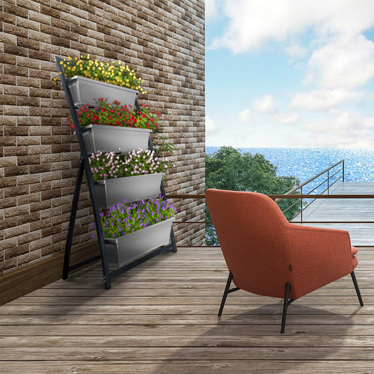 Outland Living 4-Ft Raised Garden Bed - Vertical Garden Freestanding Elevated Planters 4 Container Boxes - Good for Patio Balcony Indoor Outdoor - Perfect to Grow Vegetables Herbs Flowers