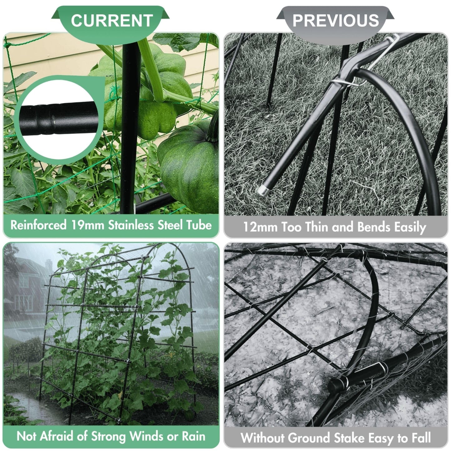 BAXAM 7ft Garden Arch Trellis for Climbing Plants Outdoor-Heavy Duty Metal Cucumber Trellis for Raised Beds- Tall Steel Vegetable Arbor with Strong Bolt Assembly & Outdoor-Ready Stakes