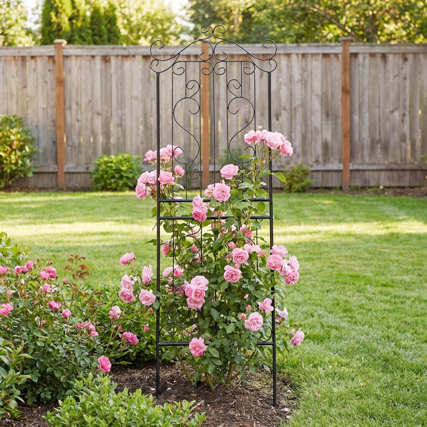 SCENDOR 1 Pack 59" H x 22" W Garden Trellis for Climbing Plants Outdoor Plant Climbing Rose Trellis Iron Trellis Ivy Cucumbers Decorative Metal Black