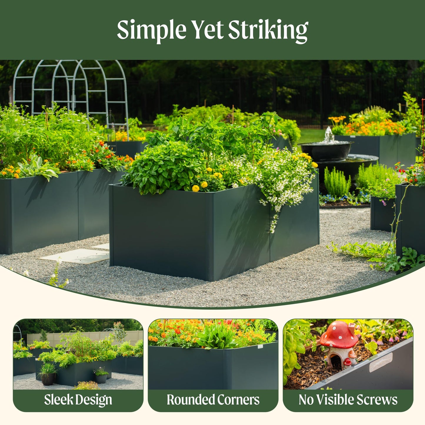 Vego garden Modern Raised Garden Bed 17" Tall 42" x 83" Heavy Large Metal Planter Box for Trees Plants Flowers Double-Walled Steel Planters for Commercial Residential Patio, Midnight Blue