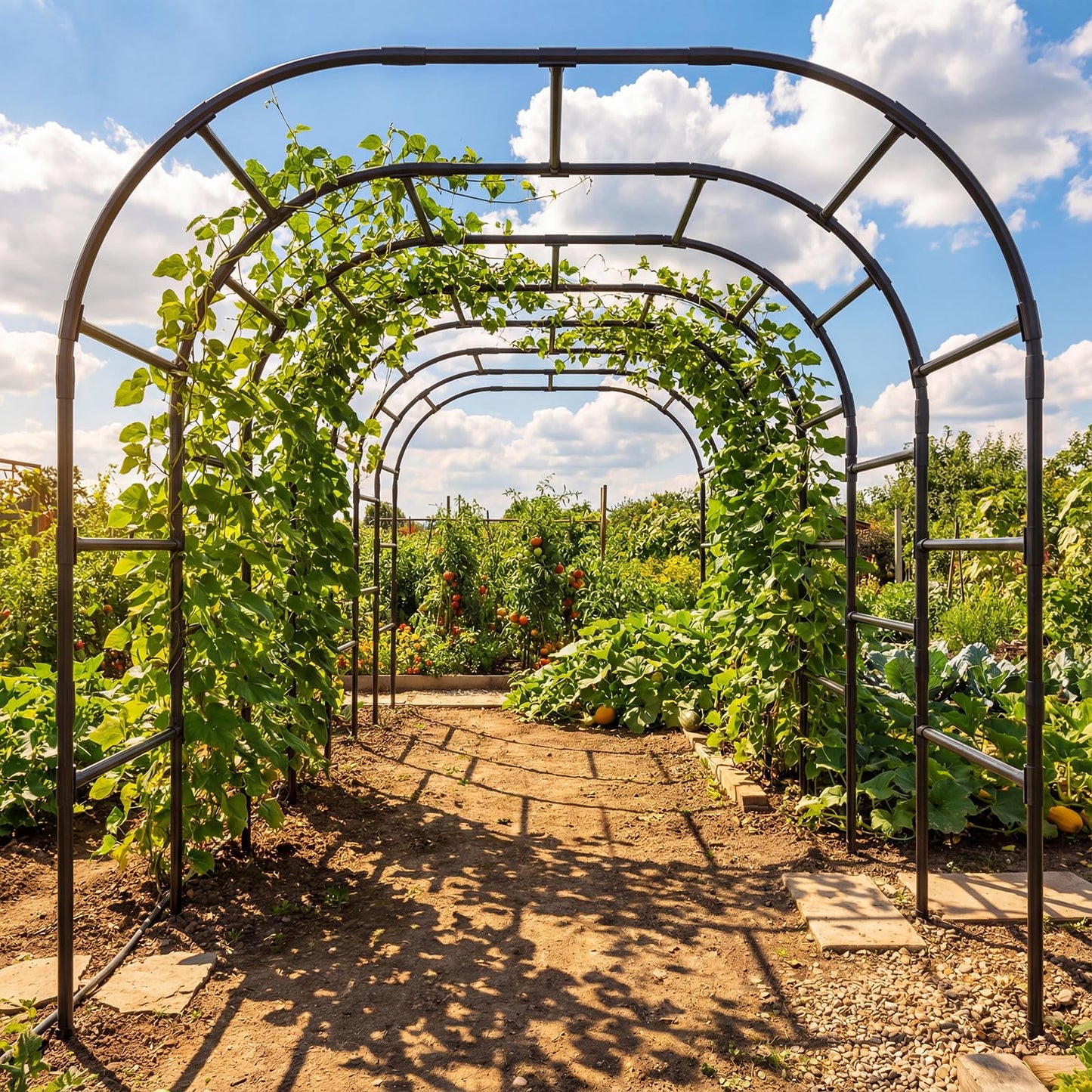 Tall Garden Arch Trellis for Climbing Plants, 88in Tall Metal Plant Support Trellis Archway for Climbing Plant Vegetables Cucumber, Outdoor Yard Lawn Garden Arch Tunnel Trellis