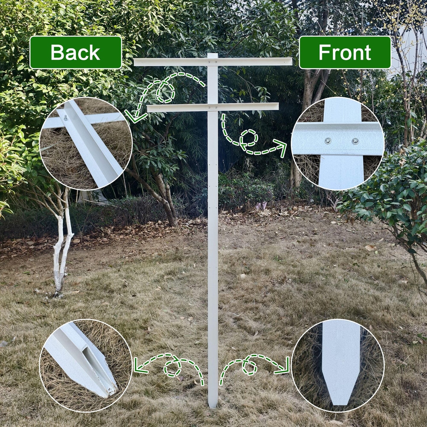 MRGARDEN 7-Feet Adjustable Garden Trellis Set for Raspberry and Climbing Plants, Outdoor Stake Vineyard Trellis, Pack of 4