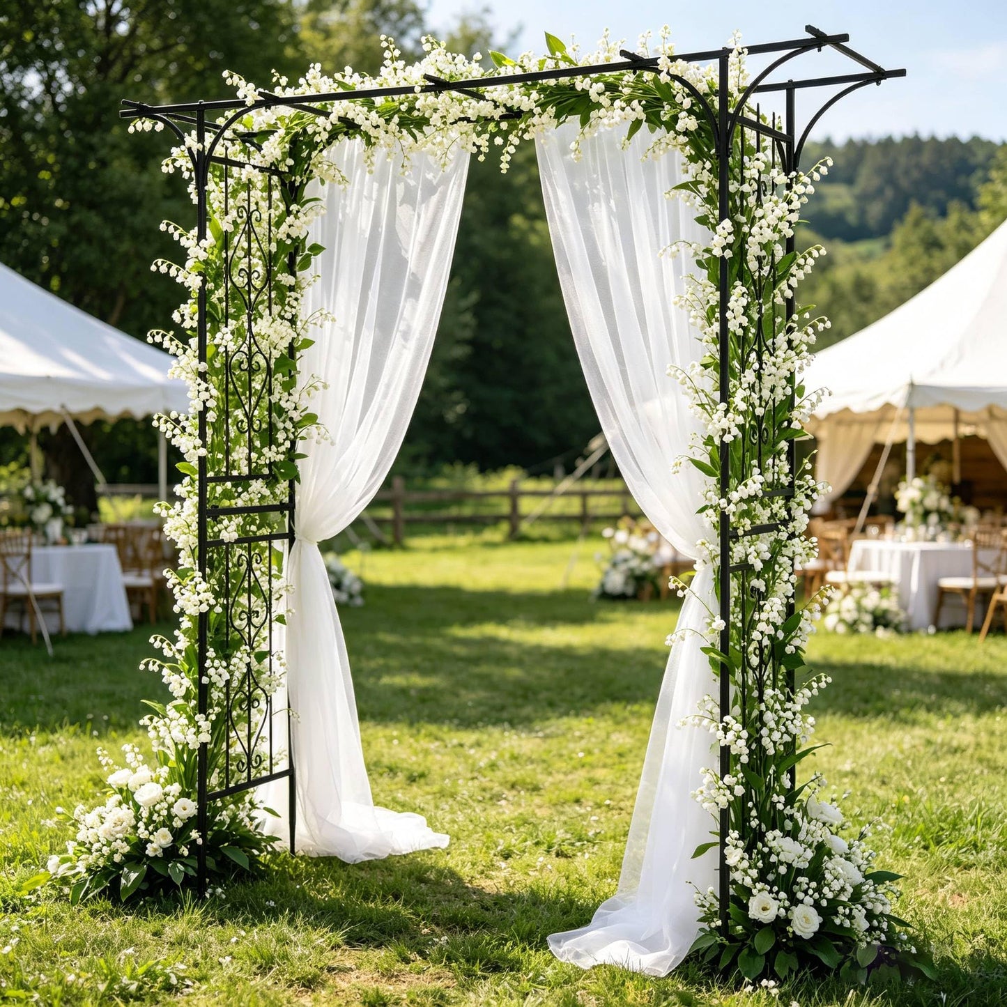 NAICKUC Garden Arch Trellis for Climbing Plants Outdoor, Wedding Arch Backdrop Stand, 7.1ft Metal Arched Framework for Weddings, Birthday Parties, Garden Arbor, Photography Studio Backdrops