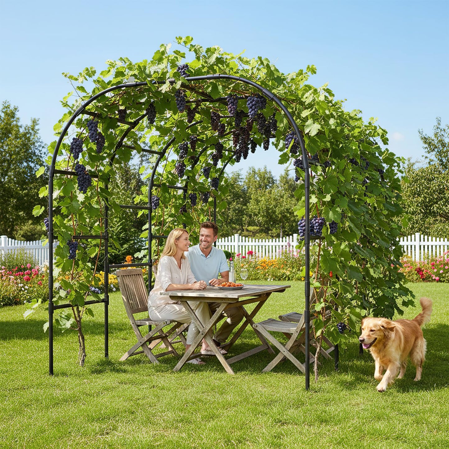 Tall Garden Arch Trellis for Climbing Plants, 88in Tall Metal Plant Support Trellis Archway for Climbing Plant Vegetables Cucumber, Outdoor Yard Lawn Garden Arch Tunnel Trellis