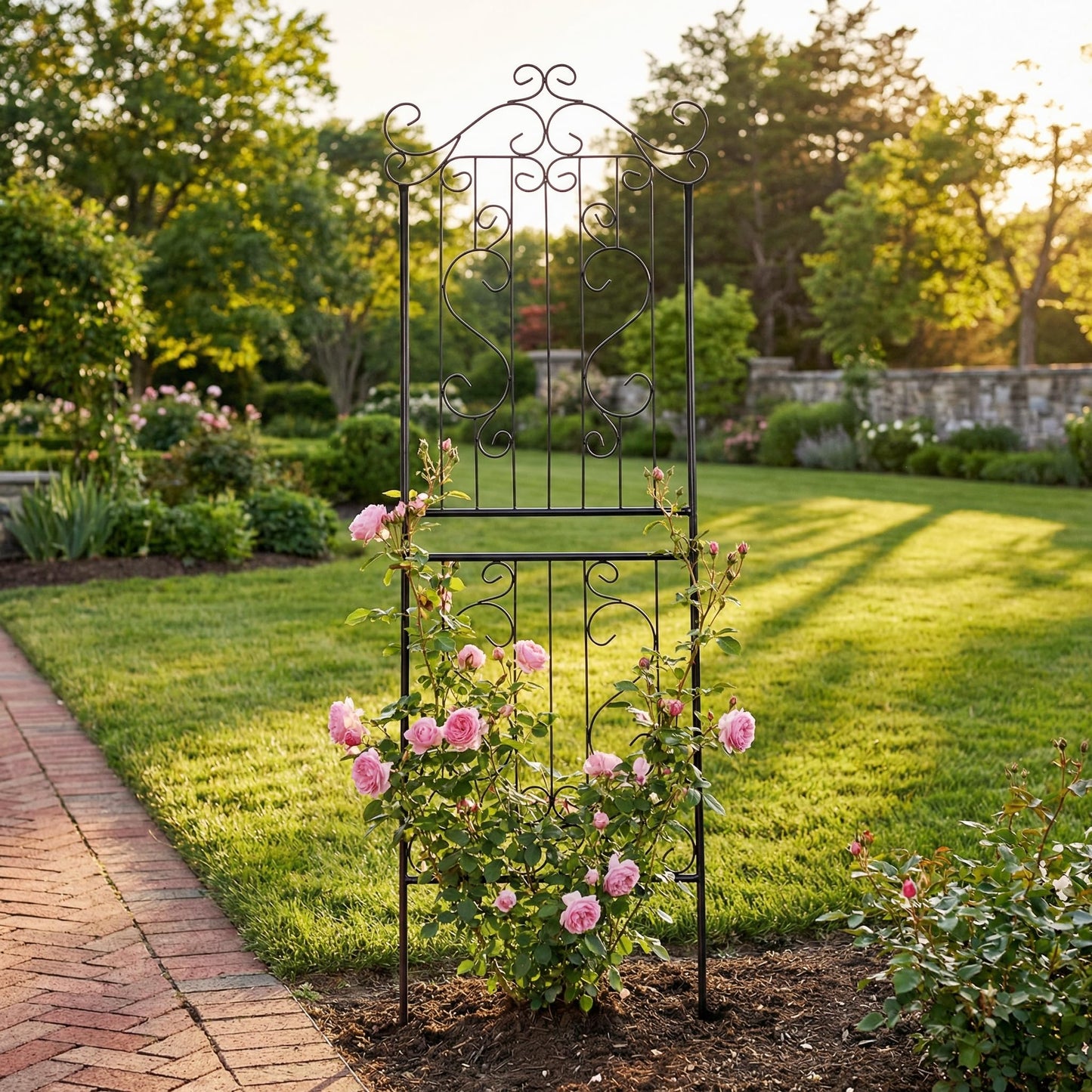 SCENDOR 1 Pack 59" H x 22" W Garden Trellis for Climbing Plants Outdoor Plant Climbing Rose Trellis Iron Trellis Ivy Cucumbers Decorative Metal Black