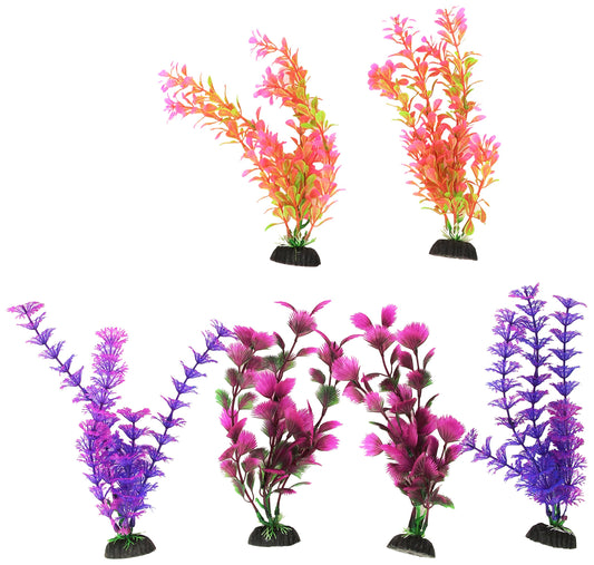 Penn-Plax Aqua-Plants Plastic Aquarium 6 Piece Plant Bundle – Vivid Appearance and Gentle Texture – Multicolored – 8” Height