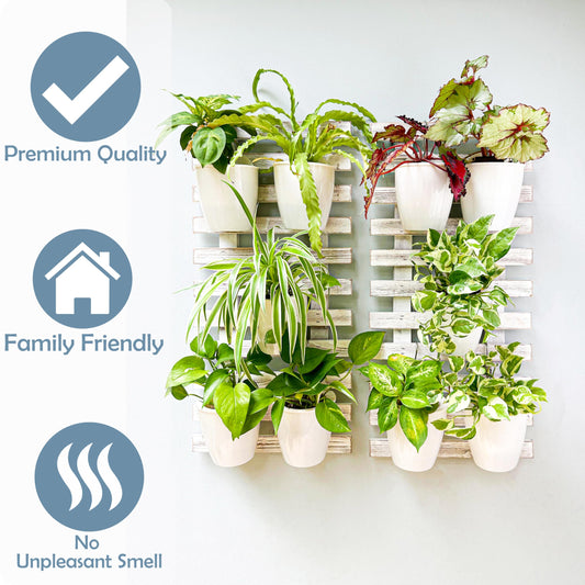 ShopLaLa Wooden Wall Hanging Planter - 2 Pack Wall Plants Holder for Flower Pot Indoor Outdoor Large Rustic White Wood Vertical Herb Garden System Boho Countryside Theme Decor 47.2" (120cm)
