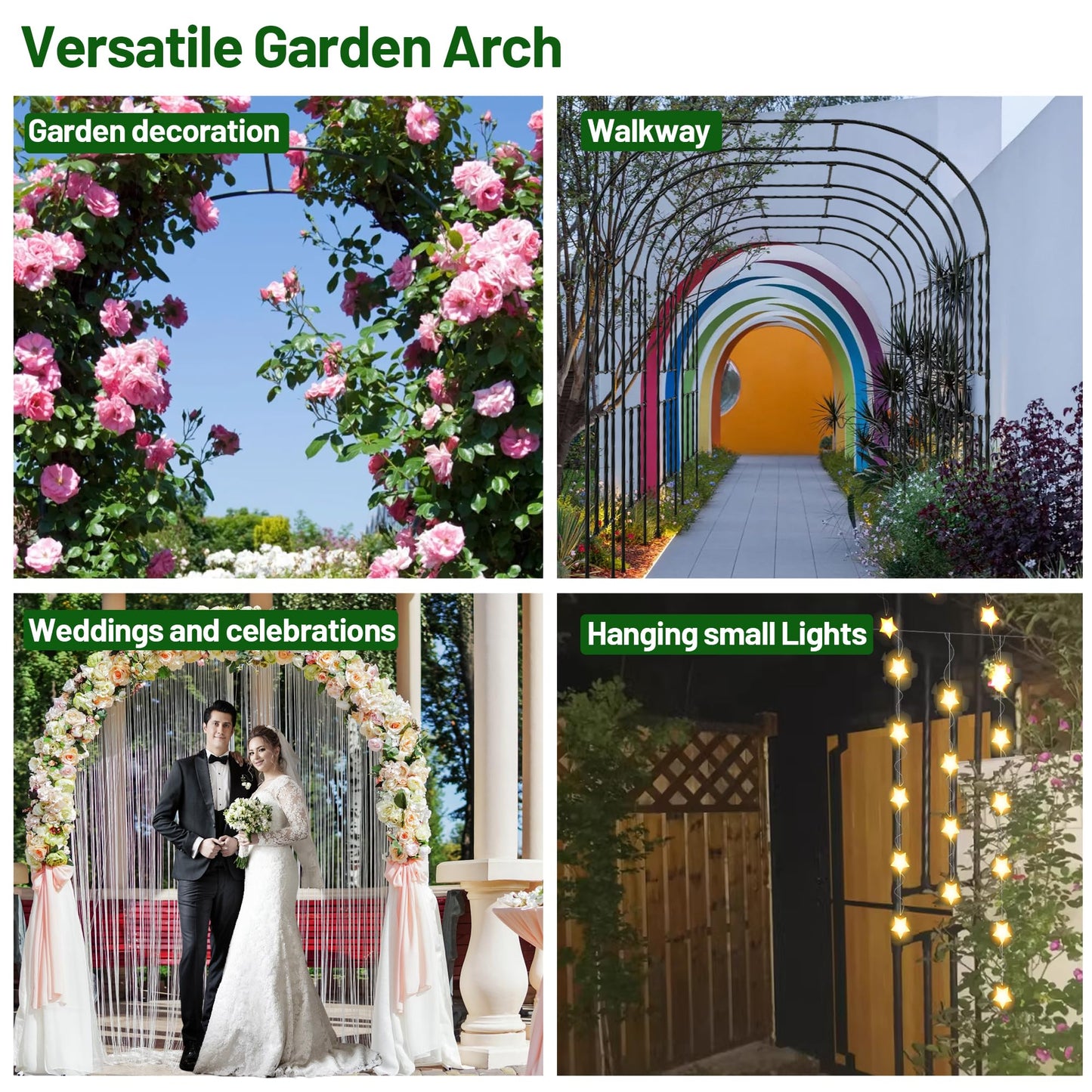 OnlyGarden Garden Arch Trellis, Trellis Arch for Climbing Plants Outdoor, 8.2 x 7.9FT Metal Full Garden Arbor, Garden Trellises for Patio Lawn Backyard, Large Archway Decoration Black 98.4" x 94.5in