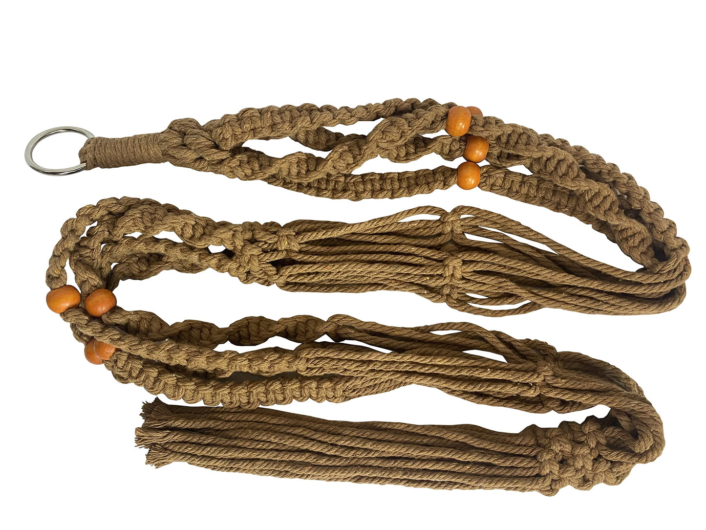 Macrame Plant Hanger & Holder, Hanging Planter 4 Legs Double Deck for 8 inch to 10 inch Two Pots Indoor Outdoor Hanging Planter Hemp Rope 67 Inch with Metal Ring (Brown)