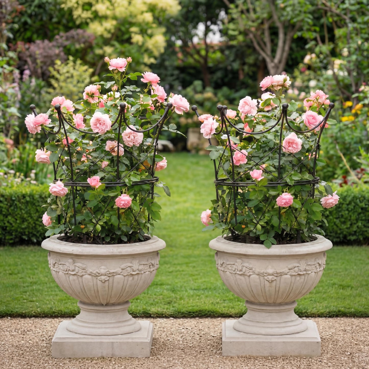 BreezeHug 2 Pcs Large Obelisk Trellis for Plant Supports Peony Cage Garden Obelisk Durable Metal Garden Support Cage for Climbing Plants Outdoor Indoor, 18.5 in x 22.9 in