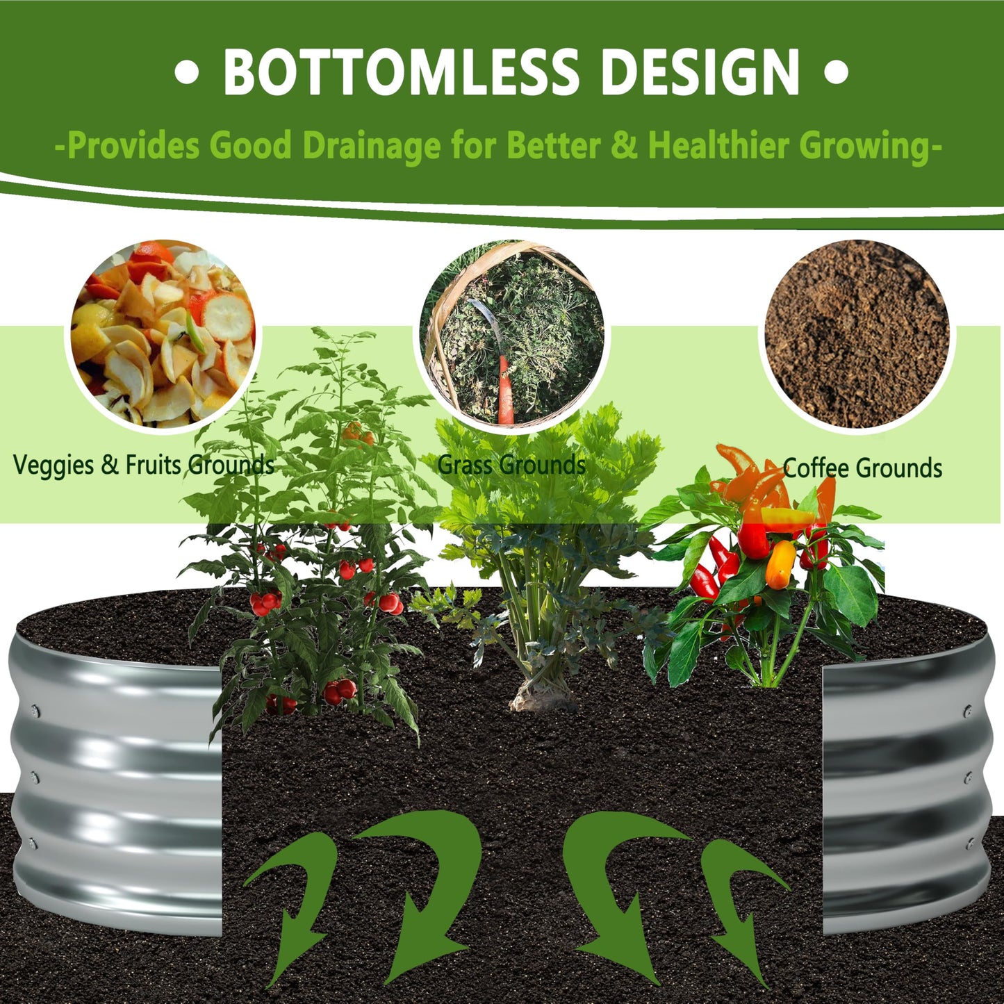 Foxlang 8x2x1ft(2 Pack) Galvanized Oval Raised Garden Bed,Outdoor Planter Box Metal Patio Kit Planting Bed for Vegetables Flowers Herb,Silver