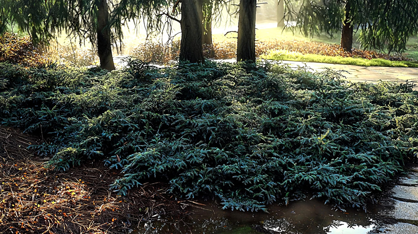 Blue Rug Juniper Wiltonii | 20 Live Plants | Juniperus Horizontalis | Creeping Ground Cover, Low Maintenance Shrub, Drought Tolerant, Evergreen Foliage, Fast Growing, Erosion Control