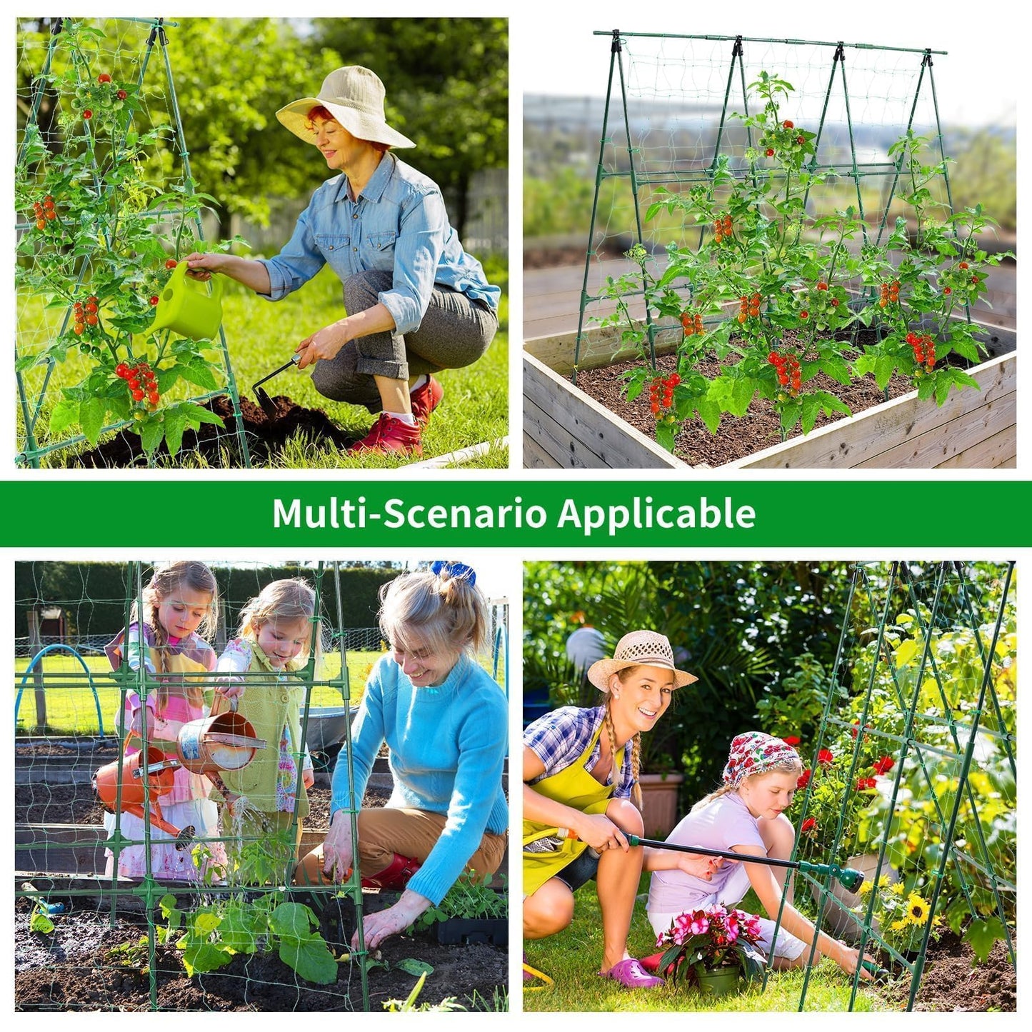 OTOSUNNY Cucumber Trellis for Raised Bed Garden, Garden Trellis for Climbing Plants Outdoor, A Frame Climbing Vine Plants Support for Vegetable Tomatoes Peas Pole Beans Trellis, 50x48 inch, Green
