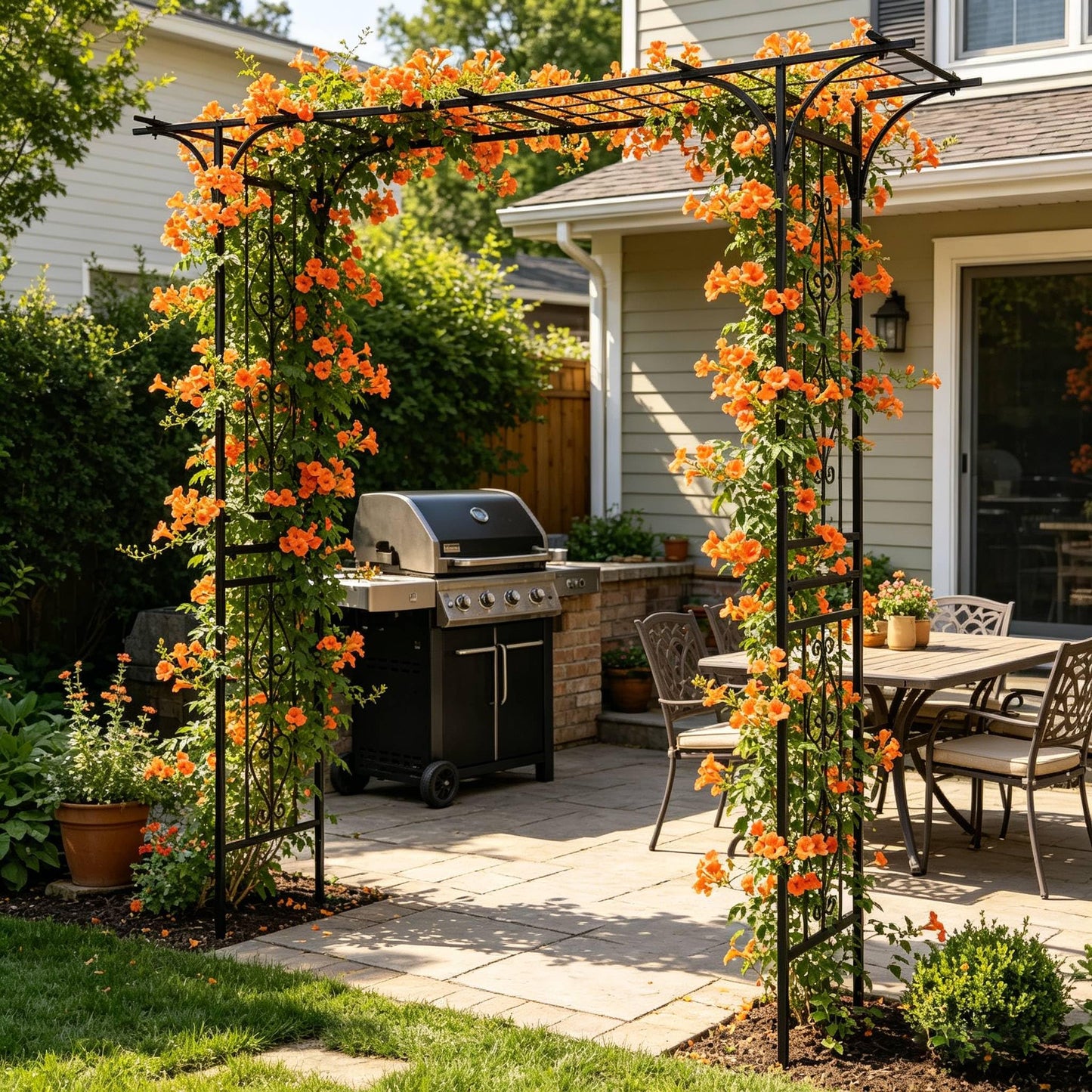 NAICKUC Garden Arch Trellis for Climbing Plants Outdoor, Wedding Arch Backdrop Stand, 7.1ft Metal Arched Framework for Weddings, Birthday Parties, Garden Arbor, Photography Studio Backdrops