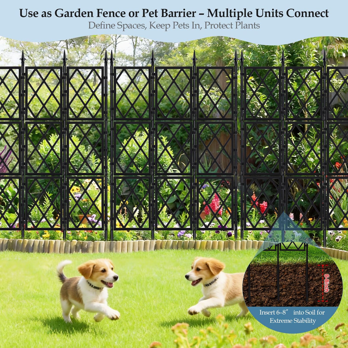 DEVISEFUN 5.25FT Metal Garden Trellis for Climbing Plants Outdoor and Indoor, Black Iron Pipe Support Fence Climbing Plant Frame Wall Trellis with Garden Twist Tie for Ivy Vines Vegetable Flower