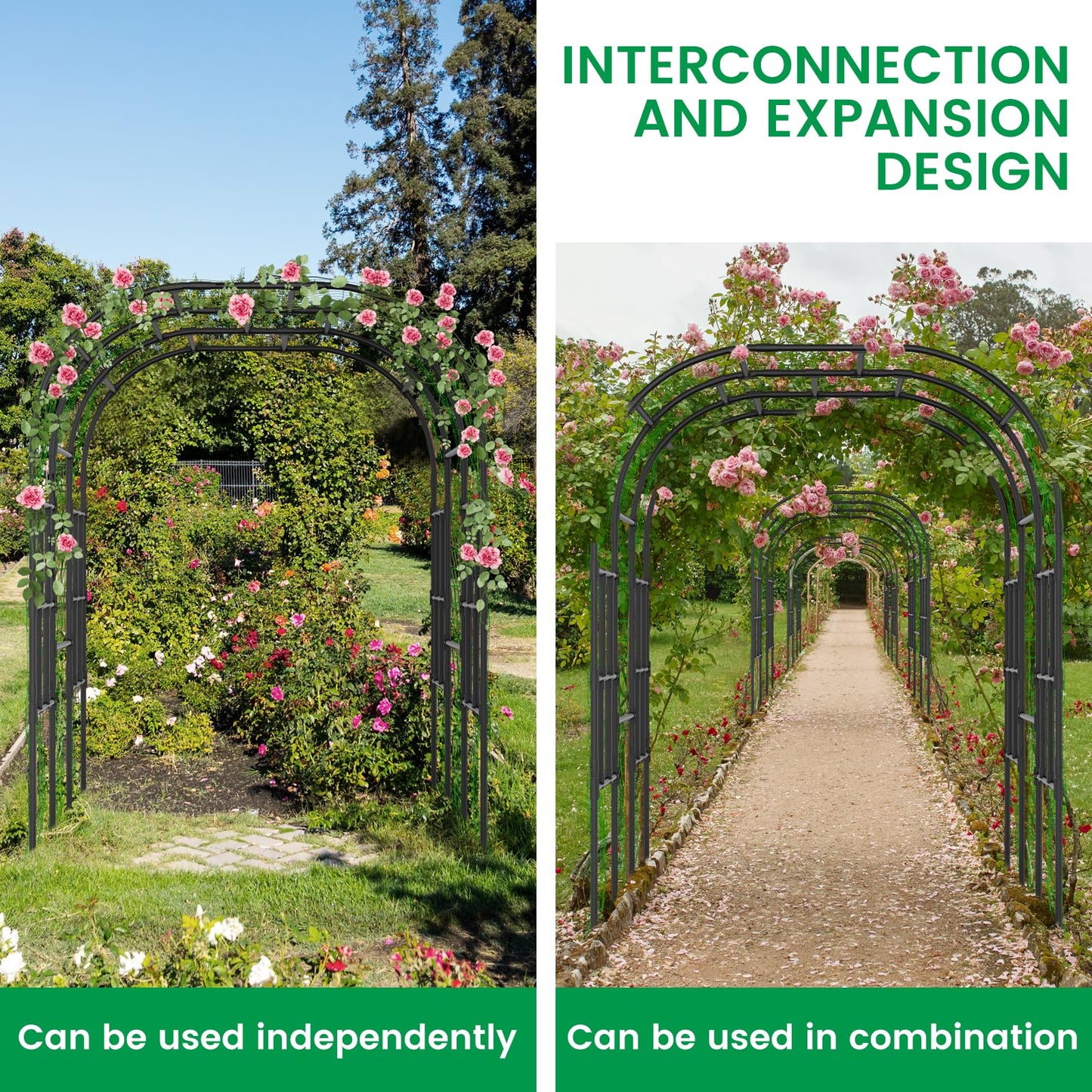 Tall Garden Arch Trellis for Climbing Plants, 87in Tall Metal Plant Support Trellis Archway for Climbing Plant Vegetables Cucumber, Outdoor Yard Lawn Garden Arch Tunnel Trellis