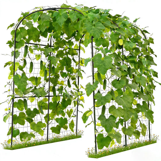 Tall Garden Arch Trellis for Climbing Plants Outdoor,7 ft Arbor Large Arch Tunnel Trellis, Metal Cucumber Trellis, Plant Support Archway Garden Trellis for Vegetables Yard (71.2''L*71.2''W*87.0''H)