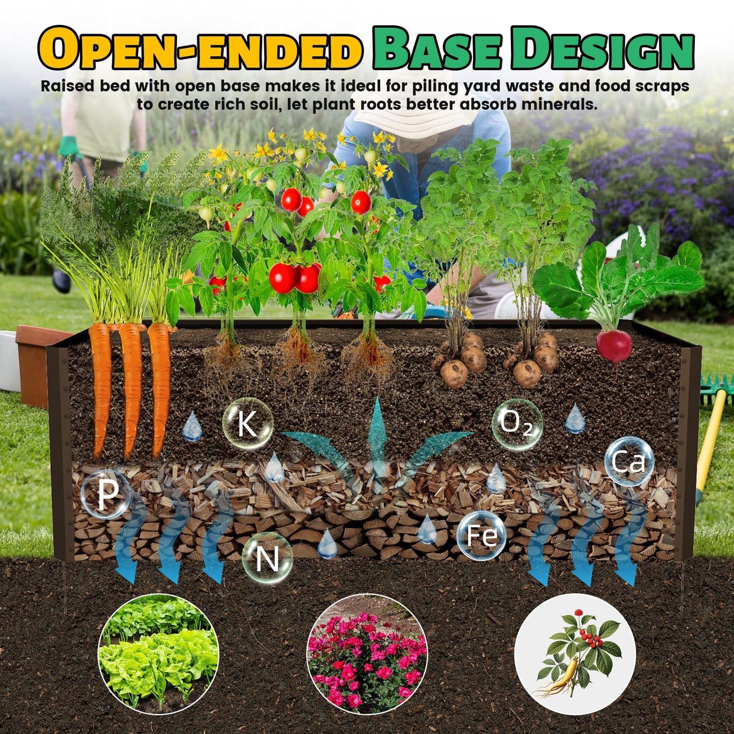 Domi 8×4×2 ft Galvanized Raised Garden Bed, Outdoor Planter Garden Boxes Large Metal Planter Box for Gardening Vegetables Fruits Flowers, Brown