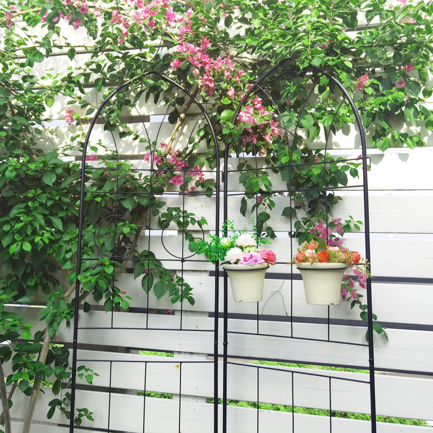 2 Pack Metal Garden Trellis 78.7" H,Rustproof Trellis for Climbing Plants,Outdoor Support for Roses Jasmine Vine,Garden Fence for Potted Plants &Flower Beds, Black