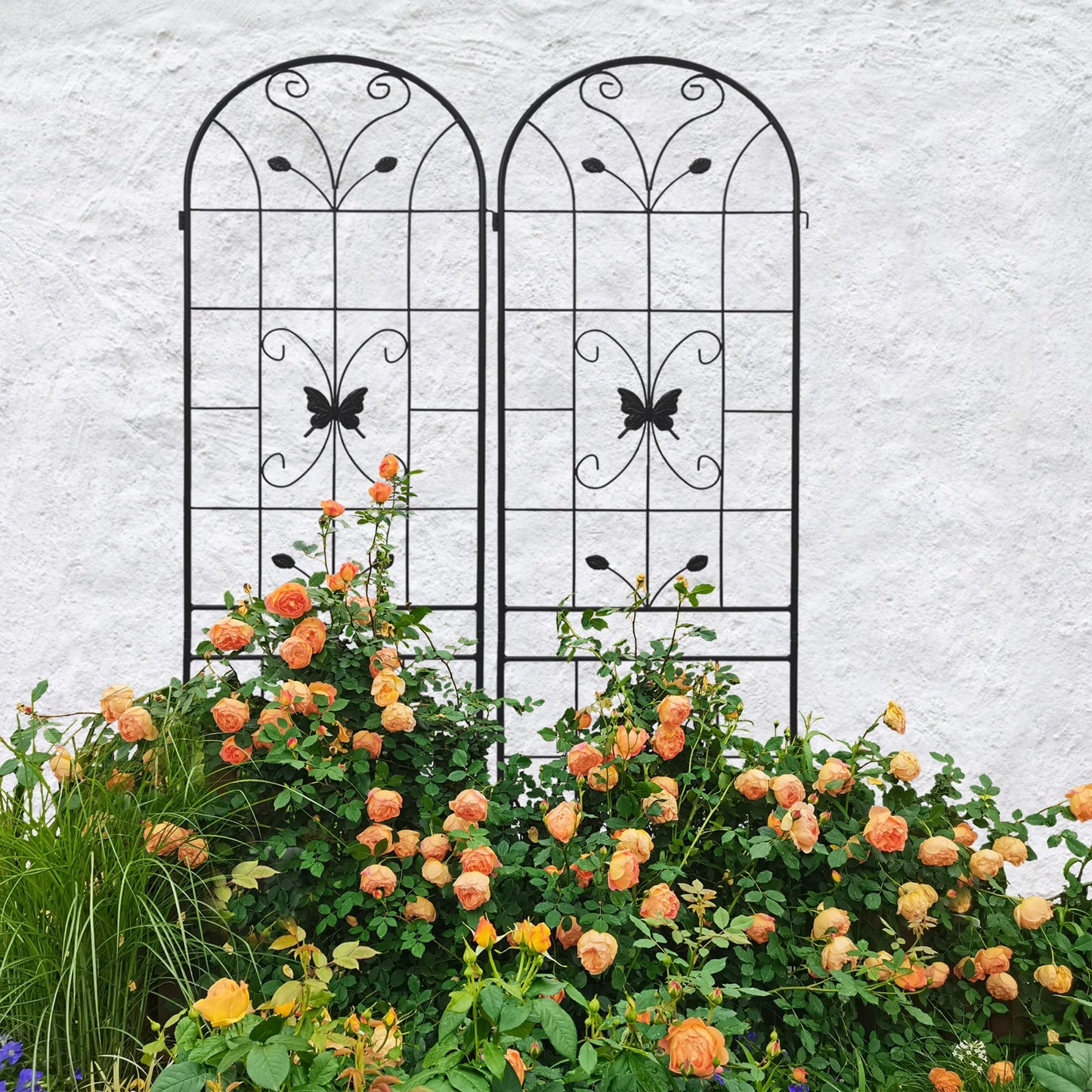 2 Pack Garden Trellis for Climbing Plants 86.7'' x 19.7''，Black Metal Garden Trellis，Heavy Duty Rustproof Plant Trellis for Rose Vine Vegetable