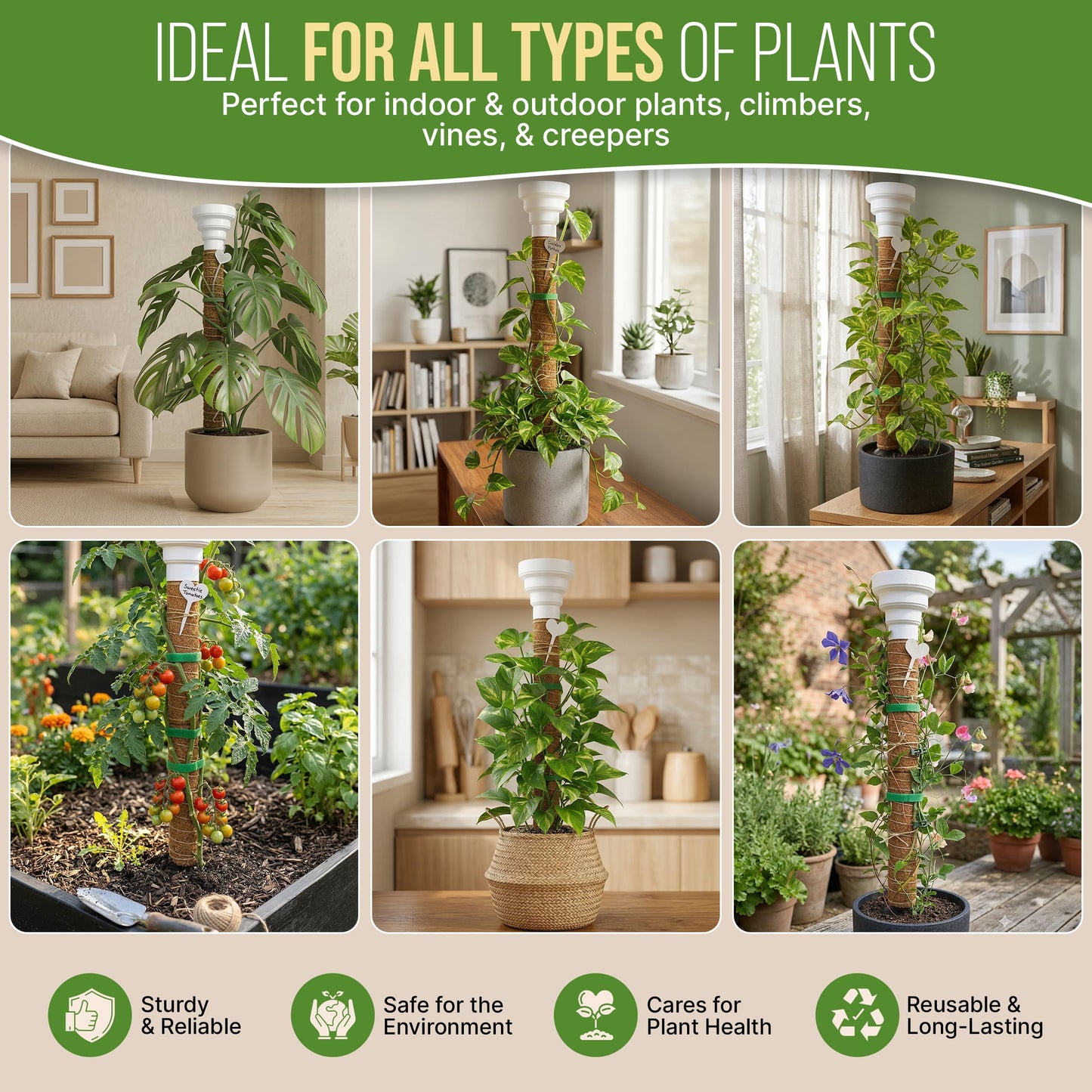 Organo Republic Moss Pole Monstera Plant Support Stakes - 2x26.4 or 48.7" Unique Self-Watering, Extendable Coco Coir Pole for Climbing Plant Supports for Potted Plants Indoor, Totem Pole for Pothos
