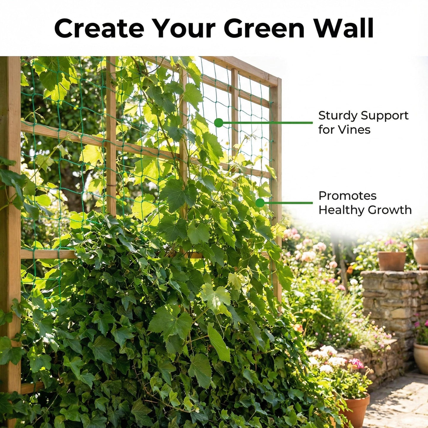 Trellis Netting for Climbing Plants - Heavy Duty Garden Trellis Netting for Cucumber, Vine, Fruits & Vegetables Tomato Plants Trellis Net, Climbing Vining Plants 10' x 7'Ft Green