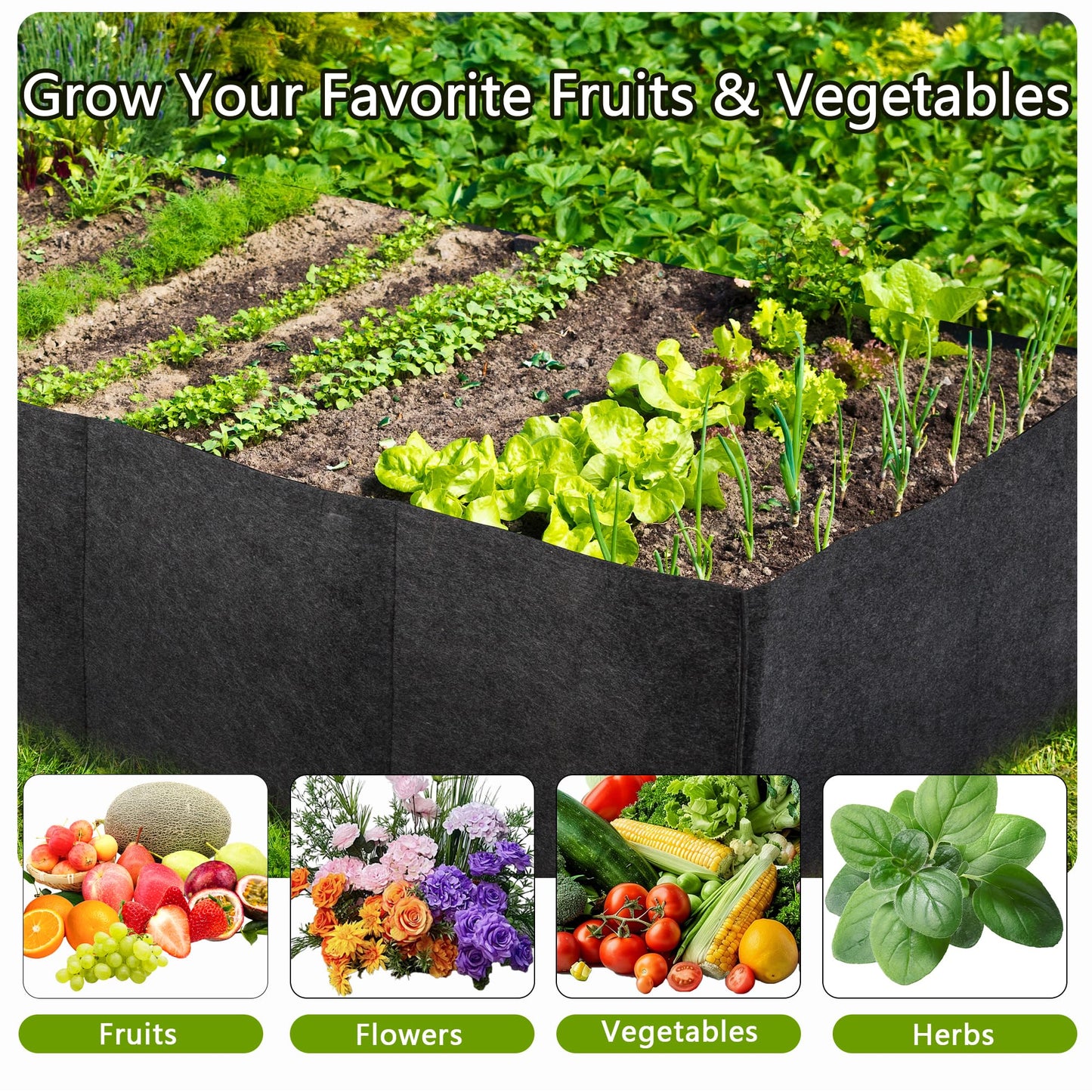 FVOTNW 2-Pack 2 Grids Fabric 10 Gallon Grow Bags, 2x1x1ft Thickened 400G Nonwoven Fabric Raised Garden Beds with Handles - Indoor Outdoor Planters for Vegetables, Herbs, Flowers