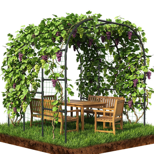 SUNYRISY Garden Arch Trellis for Climbing Plants Outdoor, 88" x 88" x 88" Metal Core Tall Archway Tunnel Plant Support for Cucumber Tomato Flowers Vegetables and Garden Gazebo
