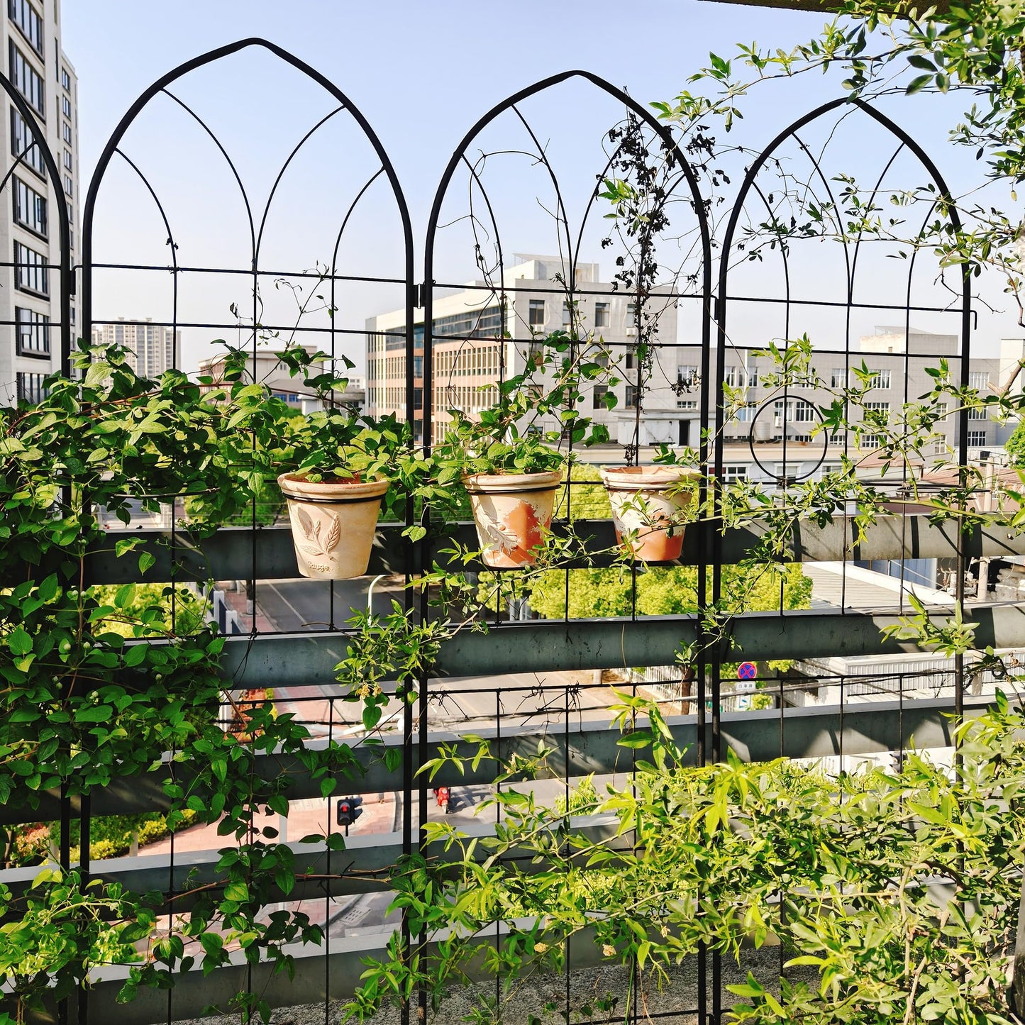 4 Pack Metal Garden Trellis 78.7" H,Rustproof Trellis for Climbing Plants,Outdoor Support for Roses Jasmine Vine,Garden Fence for Potted Plants &Flower Beds, Black