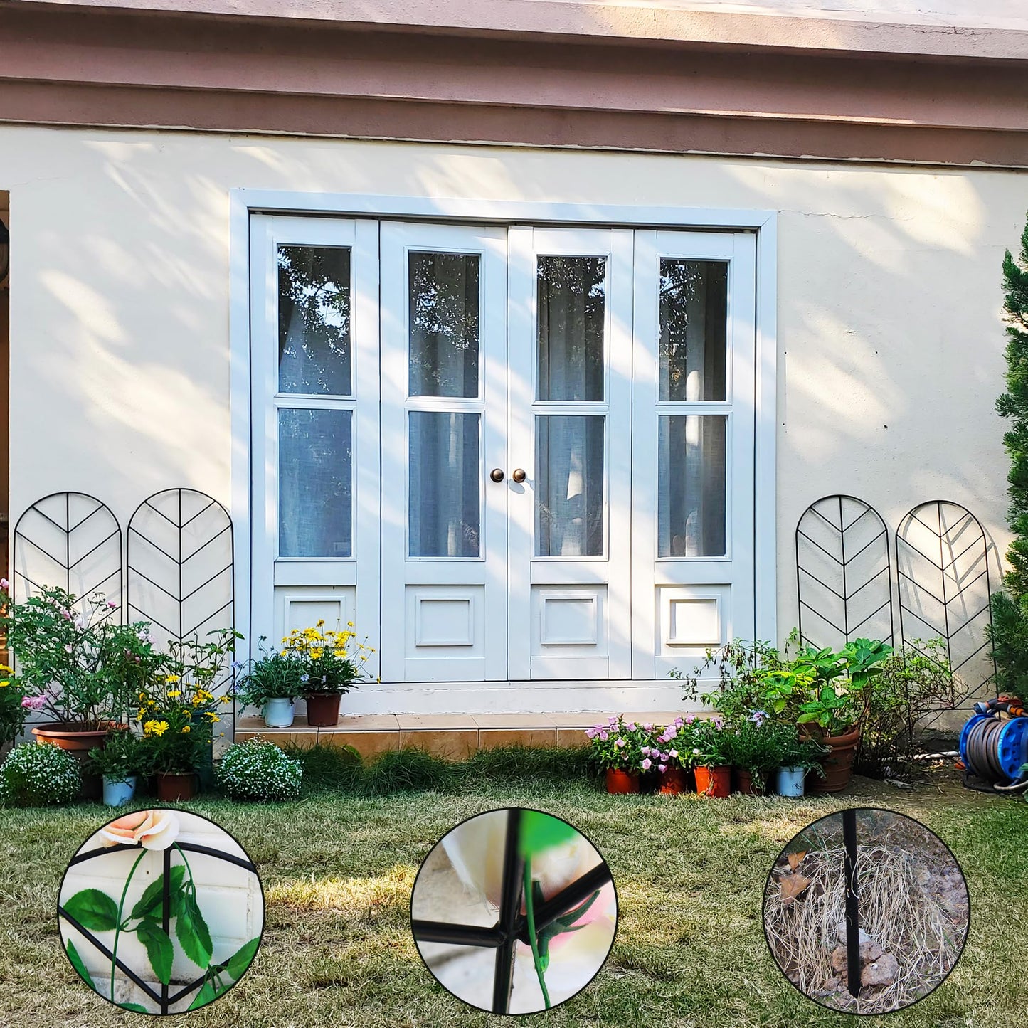 SCENDOR 2 Pack Trellis for Climbing Plants Outdoor 45" H x 15.9" W Garden Trellis, Plant Trellis for Climbing Rose Vegetable Flower, Lawn, Backyard, Black Metal Trellis