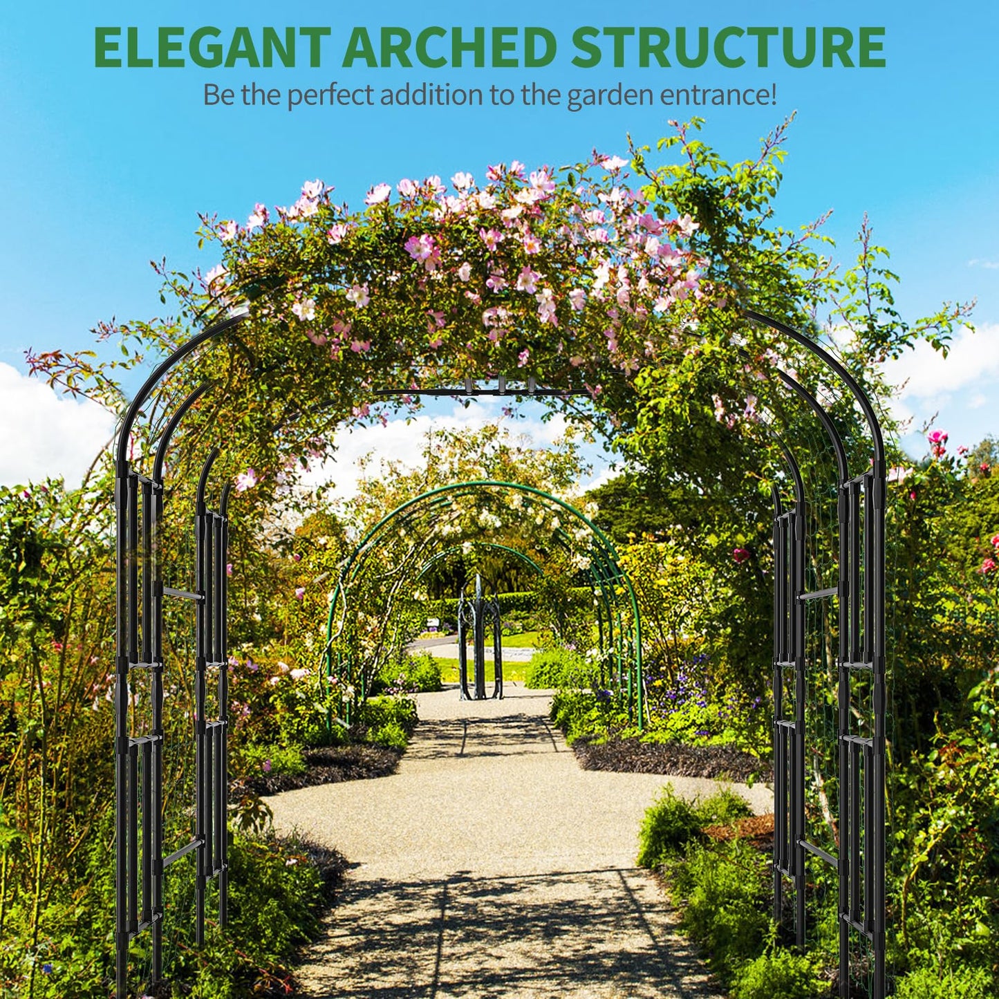 SUNYRISY Garden Arch Trellis, 87" x 59" x 47.2" Large Garden Trellis for Climbing Plants Outdoor, Tall Archway Plant Support Trellis Outdoor for Cucumber Grape Vine Vegetable Flower