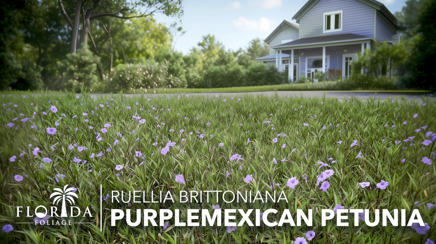 Mexican Petunia Purple | 10 Live Plants | Ruellia Brittoniana | Purple Flowering Landscape Pollinator | Heat Tolerant Groundcover | Outdoor Perennial for Gardens Borders Walkways Containers