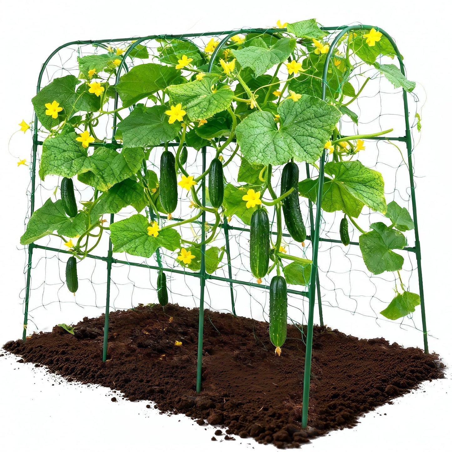Cucumber Trellis, Garden Trellis U-Shape Plant Support for Climbing Plants Metel Arch with Netting for Raised Garden Bed Outdoor Cucumbers, Tomatoes, Vine Climbing Plant(47.2''X32''x47.2''(LxWxH))