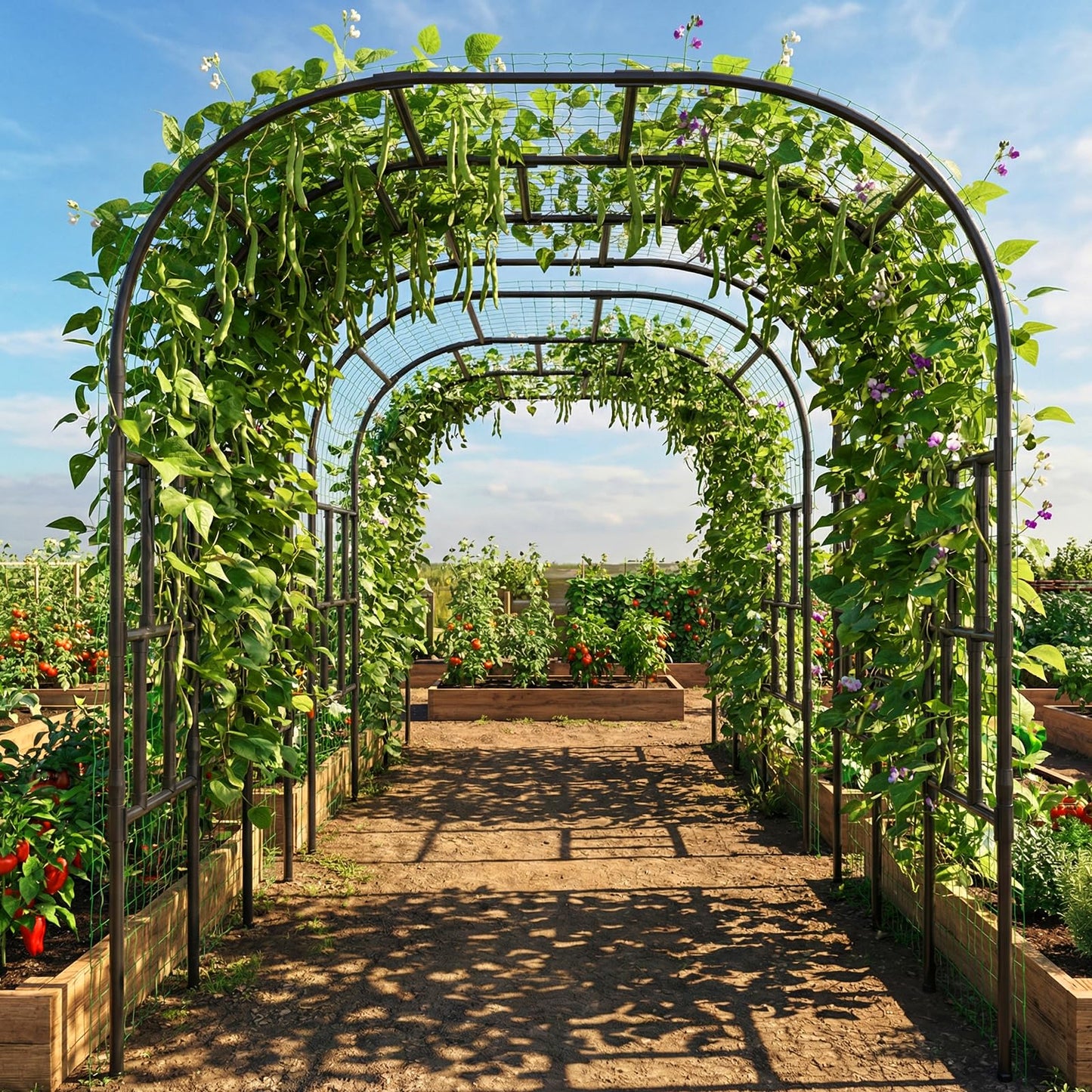 Tall Garden Arch Trellis for Climbing Plants, 87in Tall Metal Plant Support Trellis Archway for Climbing Plant Vegetables Cucumber, Outdoor Yard Lawn Garden Arch Tunnel Trellis