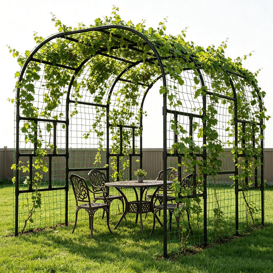 SUNYRISY Outdoor Garden Arch Trellis, 118" x 79" x 87" Extra Large Garden Trellis for Climbing Plants Outdoor, Plant Support for Cucumber Grape Vine Vegetable Fruit and Garden Gazebo