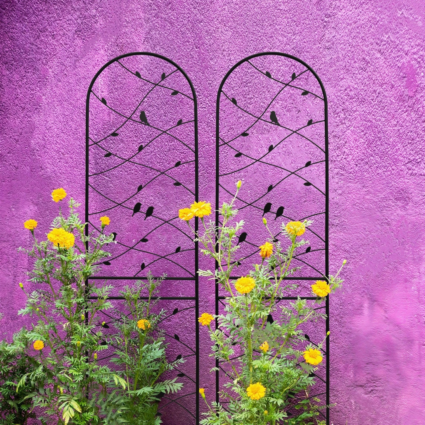 2 Pack Garden Trellis for Climbing Plants 86.7'' x 19.7''，Black Metal Garden Trellis，Heavy Duty Rustproof Plant Trellis for Rose Vine Vegetable
