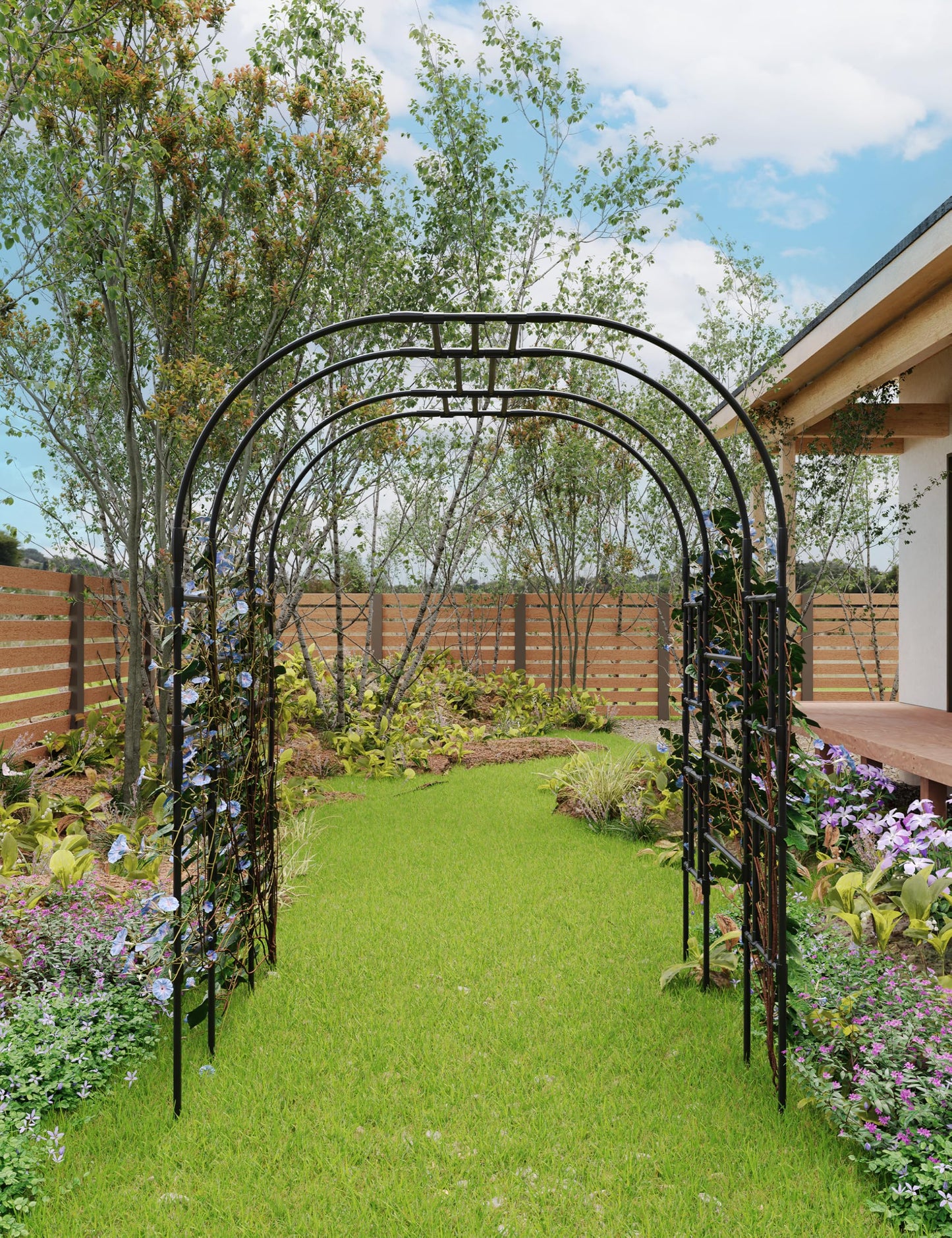 GarveeLife Garden Arch Trellis for Climbing Plants, Metal Arched Arbor with Durable Powder-Coated Finish, Perfect for Weddings, Gazebos, and Outdoor Decor, 7.2 ft Tall, for Lawn, Party，Easy Assembly